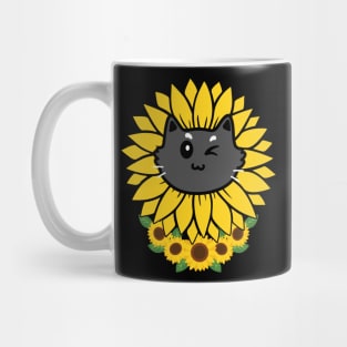 Black Cat In Sunflower Mug